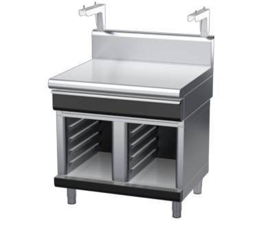 waldorf bold bt8900shdrw-cb-b0 900mm bench top with salamander support salamander support with drawer and high splashback