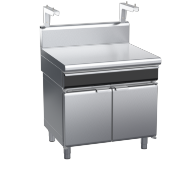 waldorf cue bt8900shdrw-cd-c0 900mm bench top with salamander support and drawer salamander support and high splashback
