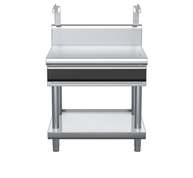 waldorf cue bt8900shdrw-ls-c0 900mm bench top with salamander support salamander support with drawer and high splashback