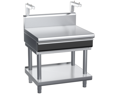 waldorf cue bt8900shdrw-ls-c0 900mm bench top with salamander support salamander support with drawer and high splashback