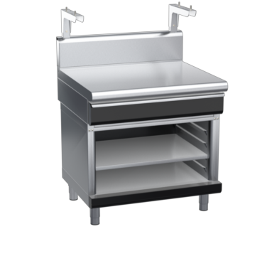 waldorf bold bt8900shdrw-ob-b0 900mm bench top with salamander support salamander support with drawer and high splashback