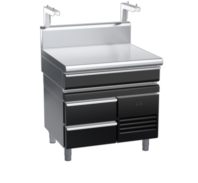 waldorf bold bt8900shdrw-rb-b0 900mm bench top with salamander support salamander support with drawer and high splashback