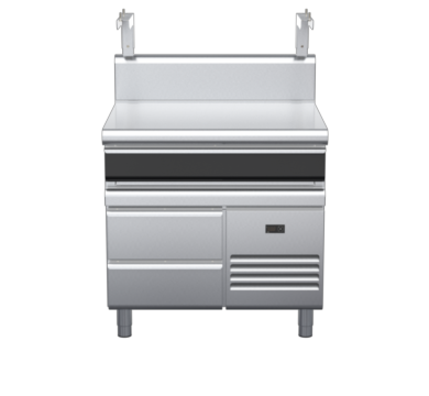 waldorf cue bt8900shdrw-rb-c0 900mm bench top with salamander support salamander support with drawer and high splashback