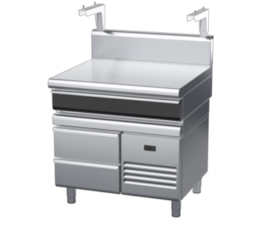 waldorf cue bt8900shdrw-rb-c0 900mm bench top with salamander support salamander support with drawer and high splashback