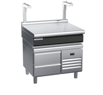 waldorf cue bt8900sl-rb-c0 900mm bench top with salamander support salamander support and low splashback