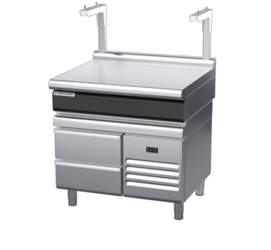 waldorf cue bt8900sl-rb-c0 900mm bench top with salamander support salamander support and low splashback