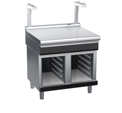 waldorf bold bt8900sldrw-cb-b0 900mm bench top with salamander support salamander support with drawer and low splashback