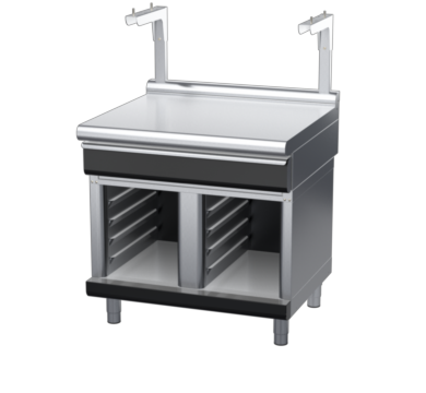 waldorf bold bt8900sldrw-cb-b0 900mm bench top with salamander support salamander support with drawer and low splashback