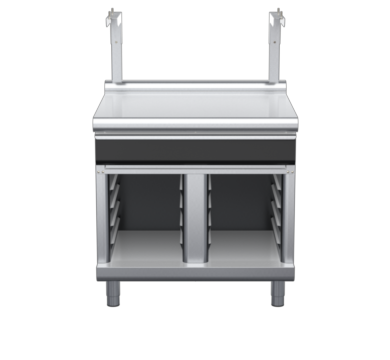 waldorf cue bt8900sldrw-cb-c0 900mm bench top with salamander support salamander support with drawer and low splashback