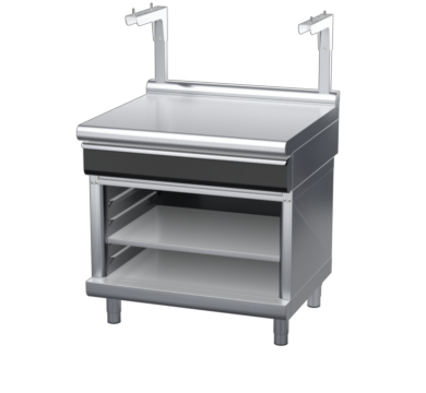 waldorf cue bt8900sldrw-ob-c0 900mm bench top salamander support with drawer and low splashback