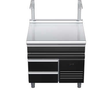 waldorf bold bt8900sldrw-rb-b0 900mm bench top salamander support with drawer and low splashback