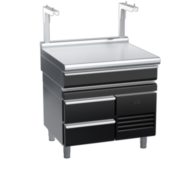 waldorf bold bt8900sldrw-rb-b0 900mm bench top salamander support with drawer and low splashback