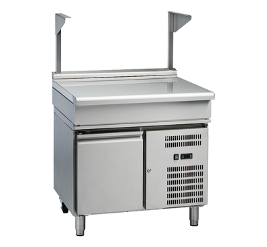 waldorf 800 series btl8900s-rb - 900mm bench top with salamander support low back version  refrigerated base