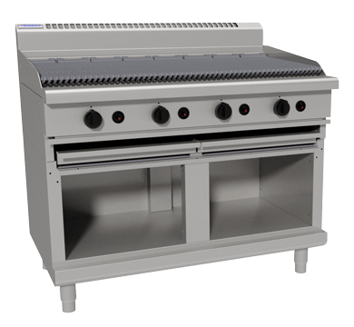 waldorf 800 series chl8120g-cb - 1200mm gas chargrill low back version - cabinet base