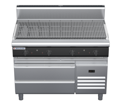 waldorf cue ch8120gh-rb-c0 1200mm gas chargrill / barbecue on refrigerated base with high splashback