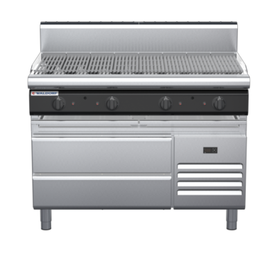 waldorf cue ch8120gh-rb-c0 1200mm gas chargrill / barbecue on refrigerated base with high splashback