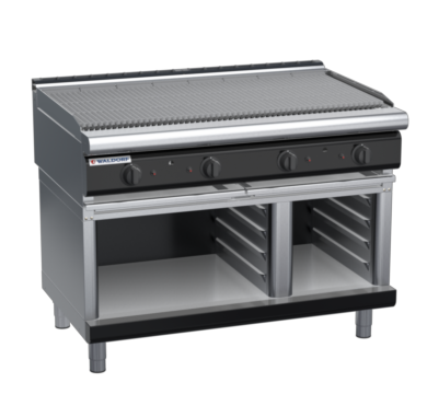 waldorf bold ch8120gl-cb-b0 1200mm gas chargrill / barbecue on cabinet base with low splashback