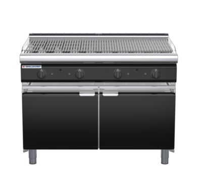 waldorf bold ch8120gl-cd-b0 1200mm gas chargrill / barbecue on cabinet base with door and low splashback