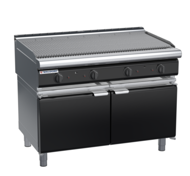waldorf bold ch8120gl-cd-b0 1200mm gas chargrill / barbecue on cabinet base with door and low splashback