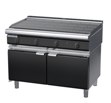 waldorf bold ch8120gl-cd-b0 1200mm gas chargrill / barbecue on cabinet base with door and low splashback