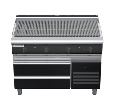 waldorf bold ch8120gl-rb-b0 1200mm gas chargrill / barbecue on refrigerated base with low splashback