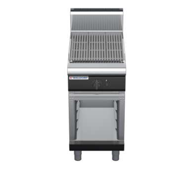 waldorf bold ch8450gh-cb-b0 450mm gas chargrill / barbecue on cabinet base with high splashback