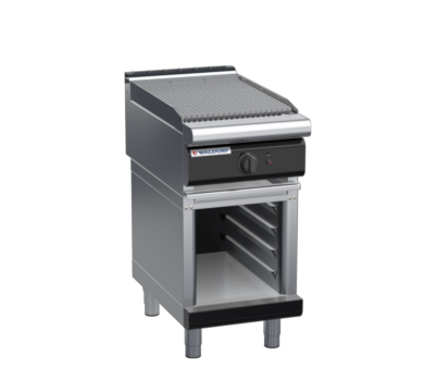 waldorf bold ch8450gl-cb-b0 450mm gas chargrill / barbecue on cabinet base with low splashback