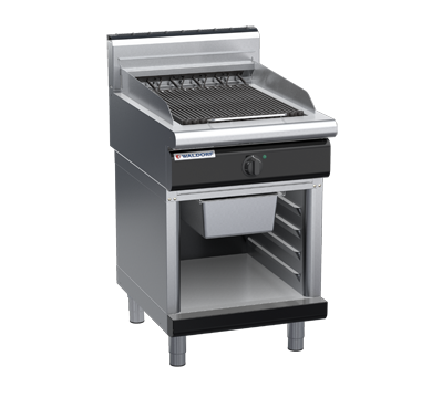 waldorf bold ch8600edh-cb-b0 600mm electric chargrill / barbecue on cabinet base with high splashback