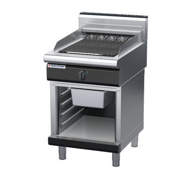 waldorf bold ch8600edh-cb-b0 600mm electric chargrill / barbecue on cabinet base with high splashback
