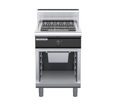 waldorf cue ch8600edh-cb-c0 600mm electric chargrill / barbecue on cabinet base with high splashback