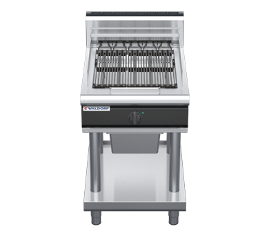 waldorf cue ch8600edh-ls-c0 600mm electric chargrill / barbecue on leg stand with high splashback