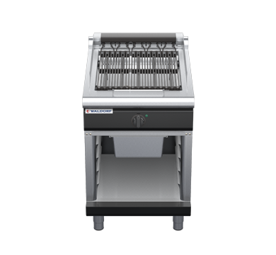 waldorf bold ch8600edl-cb-b0 600mm electric chargrill / barbecue on cabinet base with low splashback