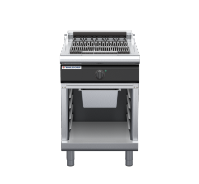 waldorf cue ch8600edl-cb-c0 600mm electric chargrill / barbecue on cabinet base with low splashback