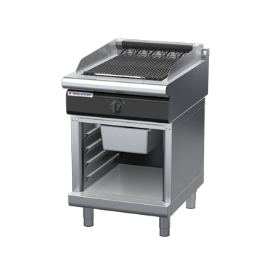 waldorf cue ch8600edl-cb-c0 600mm electric chargrill / barbecue on cabinet base with low splashback