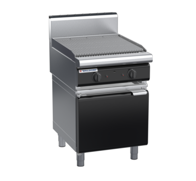 waldorf bold ch8600gh-cd-b0 600mm gas chargrill / barbecue on cabinet base with door and high splashback