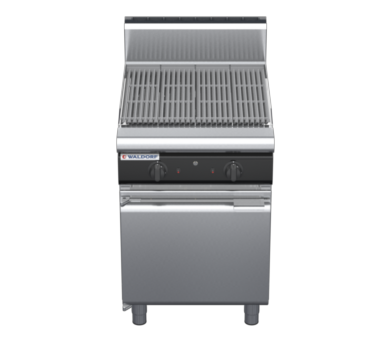 waldorf cue ch8600gh-cd-c0 600mm gas chargrill / barbecue on cabinet base with door and high splashback