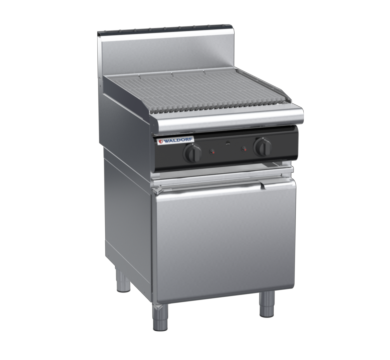 waldorf cue ch8600gh-cd-c0 600mm gas chargrill / barbecue on cabinet base with door and high splashback