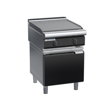 waldorf bold ch8600gl-cd-b0 600mm gas chargrill / barbecue on cabinet base with door and low splashback
