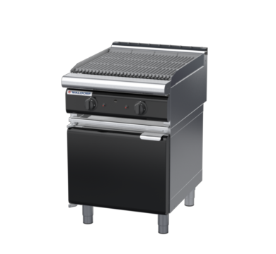 waldorf bold ch8600gl-cd-b0 600mm gas chargrill / barbecue on cabinet base with door and low splashback