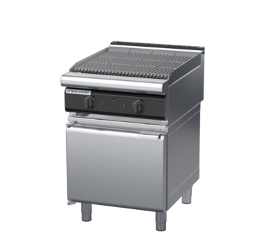 waldorf cue ch8600gl-cd-c0 600mm gas chargrill / barbecue on cabinet base with door and low splashback