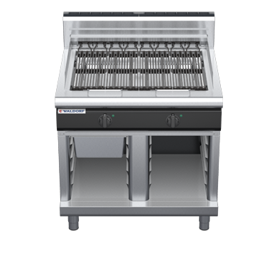 waldorf cue ch8900edh-cb-c0 900mm electric chargrill / barbecue on cabinet base with high splashback