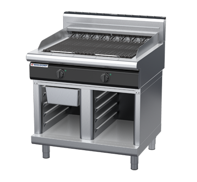 waldorf cue ch8900edh-cb-c0 900mm electric chargrill / barbecue on cabinet base with high splashback