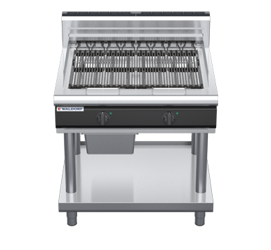 waldorf cue ch8900edh-ls-c0 900mm electric chargrill / barbecue on leg stand with high splashback