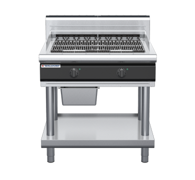 waldorf cue ch8900edh-ls-c0 900mm electric chargrill / barbecue on leg stand with high splashback