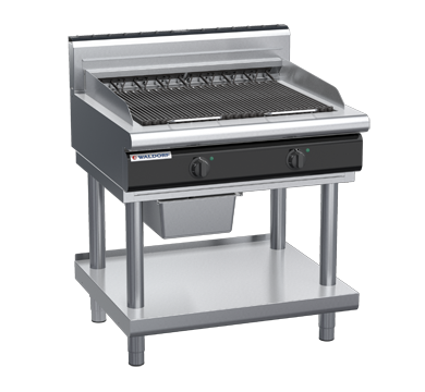 waldorf cue ch8900edh-ls-c0 900mm electric chargrill / barbecue on leg stand with high splashback