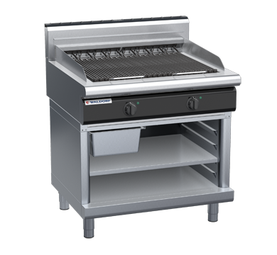 waldorf cue ch8900edh-ob-c0 900mm electric chargrill / barbecue on open base with high splashback