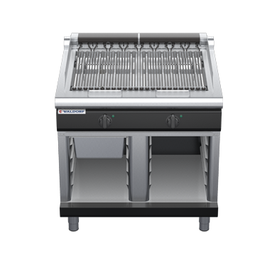 waldorf bold ch8900edl-cb-b0 900mm electric chargrill / barbecue on cabinet base with low splashback