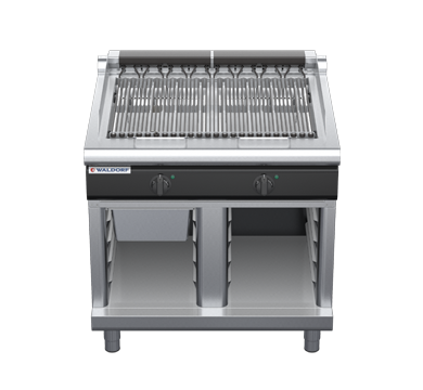 waldorf cue ch8900edl-cb-c0 900mm electric chargrill / barbecue on cabinet base with low splashback