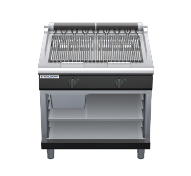 waldorf bold ch8900edl-ob-b0 900mm electric chargrill / barbecue on open base with low splashback
