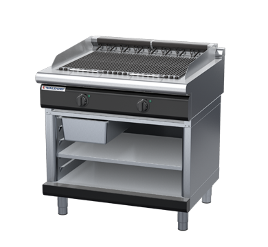 waldorf bold ch8900edl-ob-b0 900mm electric chargrill / barbecue on open base with low splashback